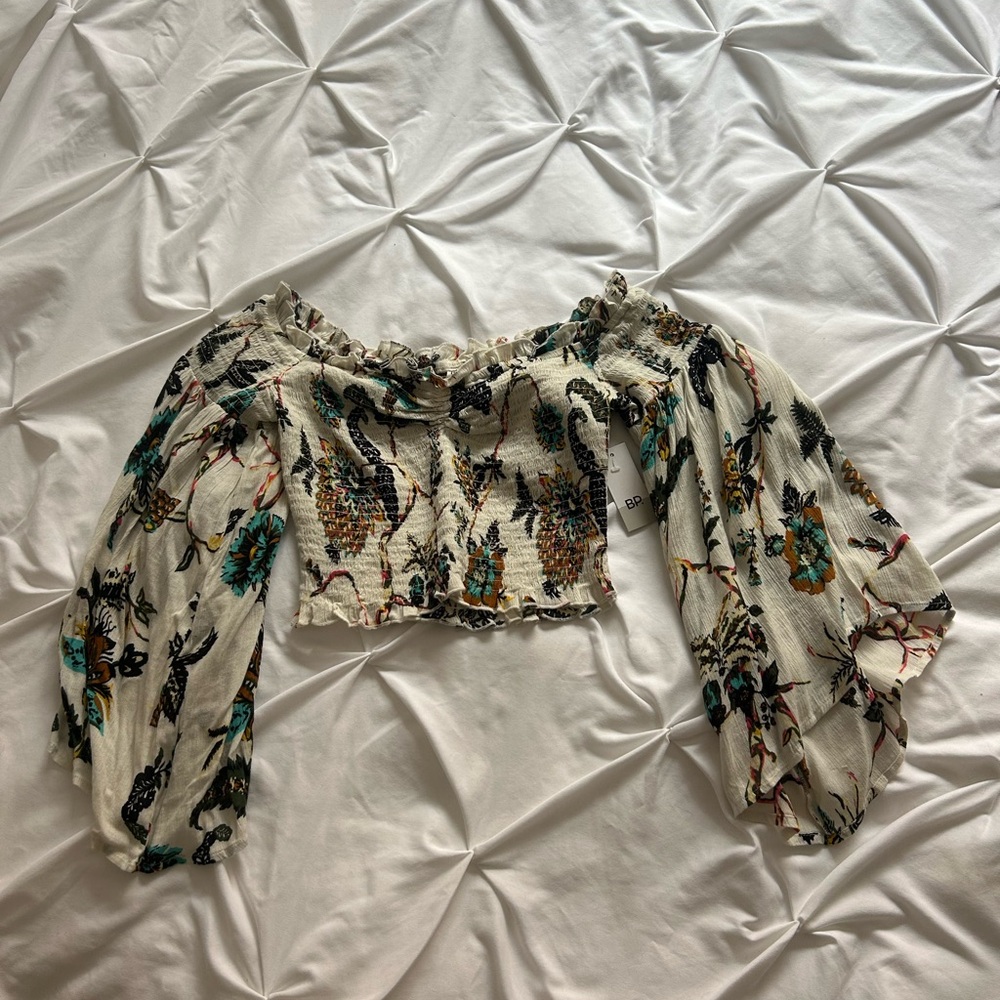 BP Multicolor Floral Off-Shoulder Blouse